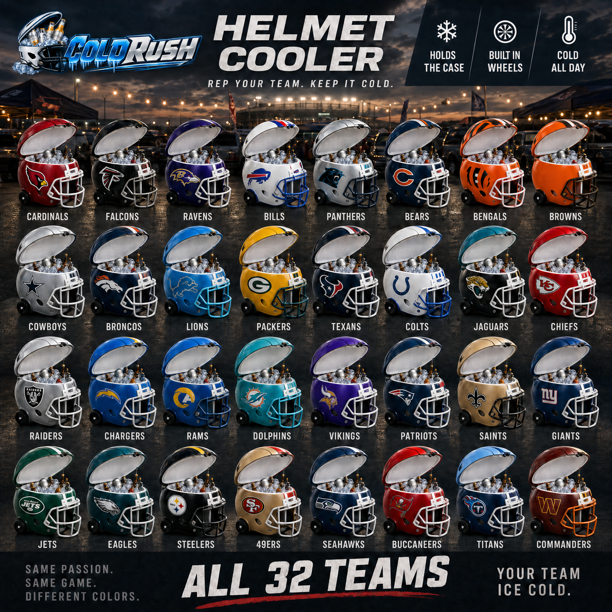 ColdRush Helmet Cooler available in all 32 NFL team liveries